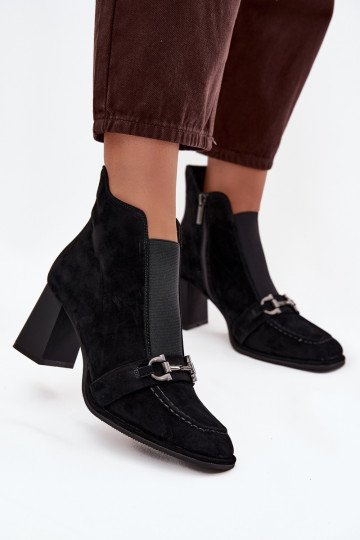 Women's Ankle Boots Made of Genuine Suede on Heel Artiker 57C0124 Black 2