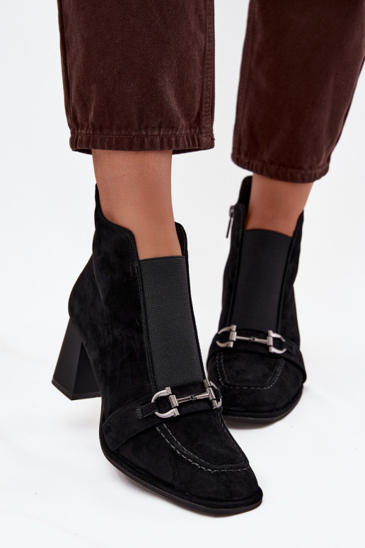 Women's Ankle Boots Made of Genuine Suede on Heel Artiker 57C0124 Black
