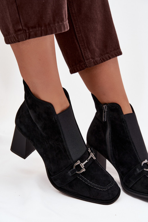 Women's Ankle Boots Made of Genuine Suede on Heel Artiker 57C0124 Black