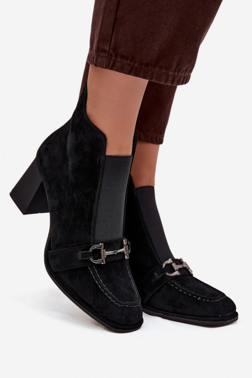 Women's Ankle Boots Made of Genuine Suede on Heel Artiker 57C0124 Black