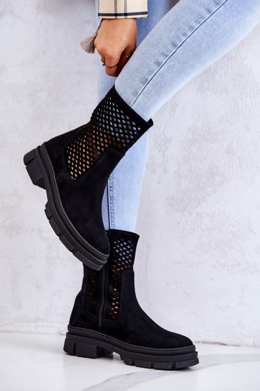 Leather boots Workers Nicole Black 2711