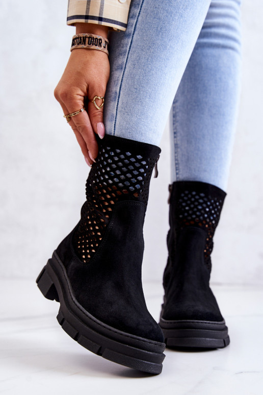 Leather boots Workers Nicole Black 2711