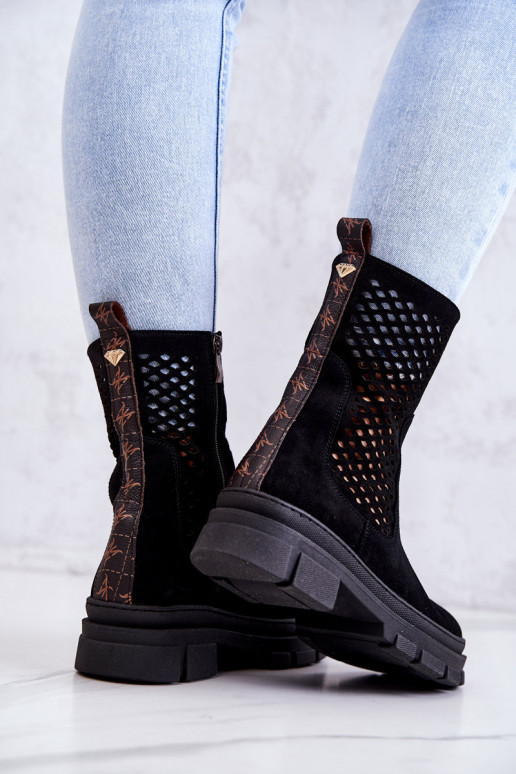 Leather boots Workers Nicole Black 2711