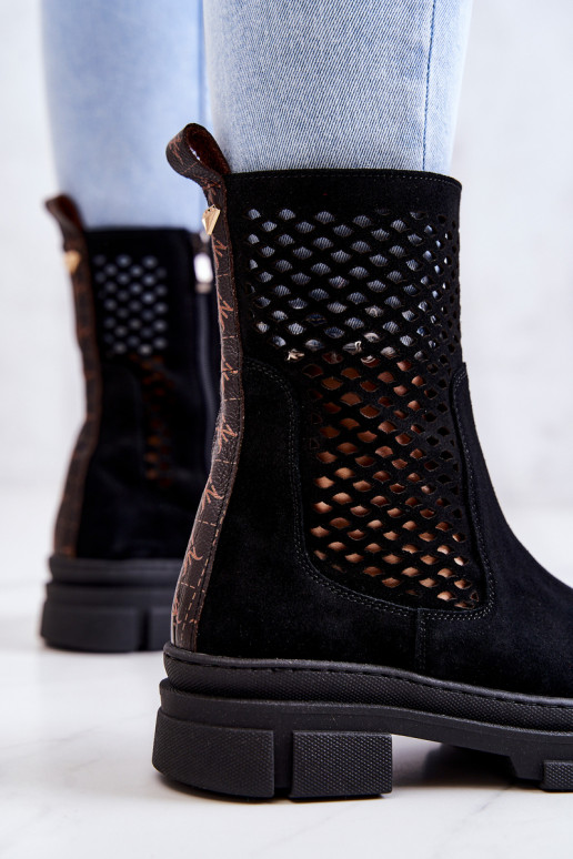 Leather boots Workers Nicole Black 2711