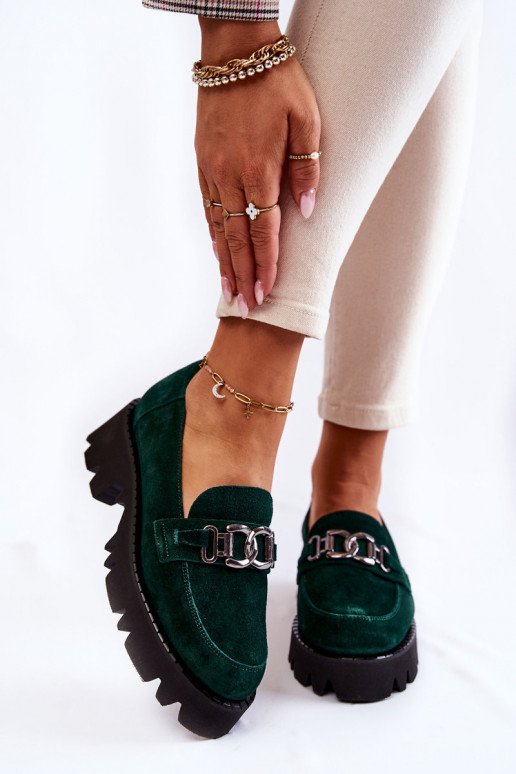 Suede shoes with a Laura Messi decoration 2489 green Suede shoes with a Laura Messi decoration 2489 green