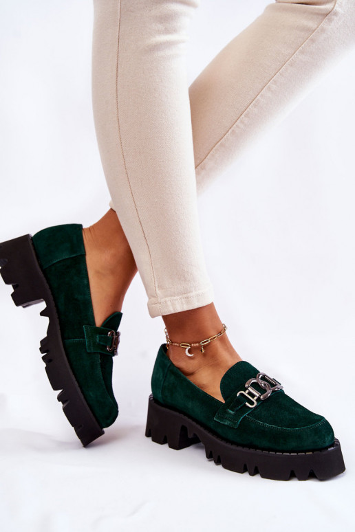 Suede shoes with a Laura Messi decoration 2489 green Suede shoes with a Laura Messi decoration 2489 green