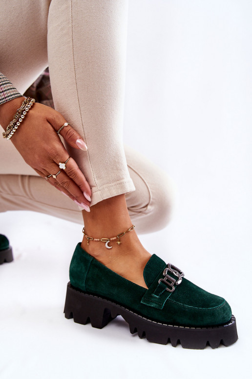 Zamszowe PółbutywithOzdobą Laura Messi 2489 Zielone