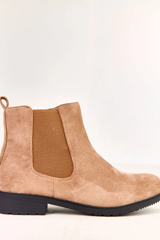 Brązowe botki płaskie z elastyczną...