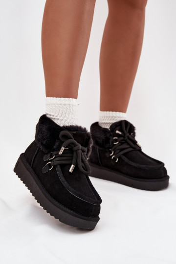 Women's Snow Boots Made of Natural Suede D.Franklin DFSH375006 Black 2
