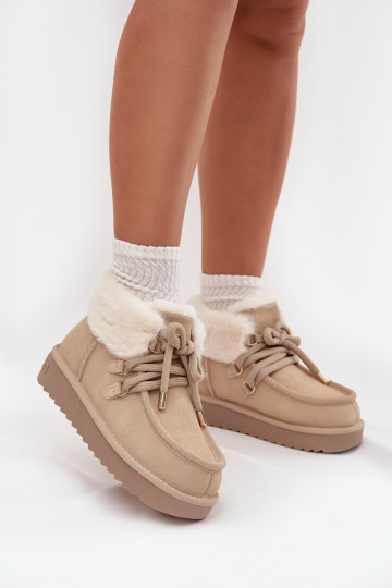 Women's Snow Boots Made of Natural Suede D.Franklin DFSH375006 Light Beige 2