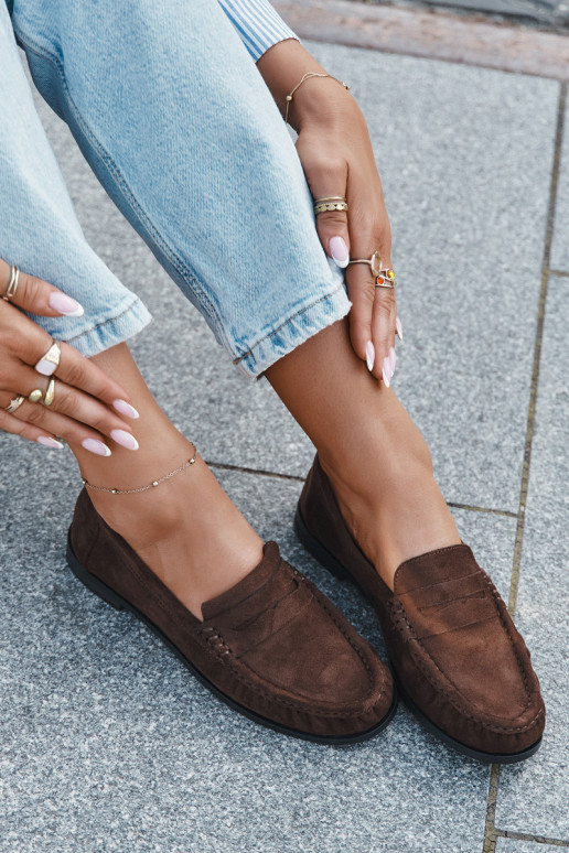 Women's Loafers with Flat Heel Made of Eco Suede Brown Rivianne Women's Loafers with Flat Heel Made of Eco Suede Brown Rivianne