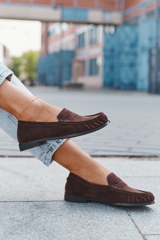 Women's Loafers with Flat Heel Made of Eco Suede Brown Rivianne Women's Loafers with Flat Heel Made of Eco Suede Brown Rivianne
