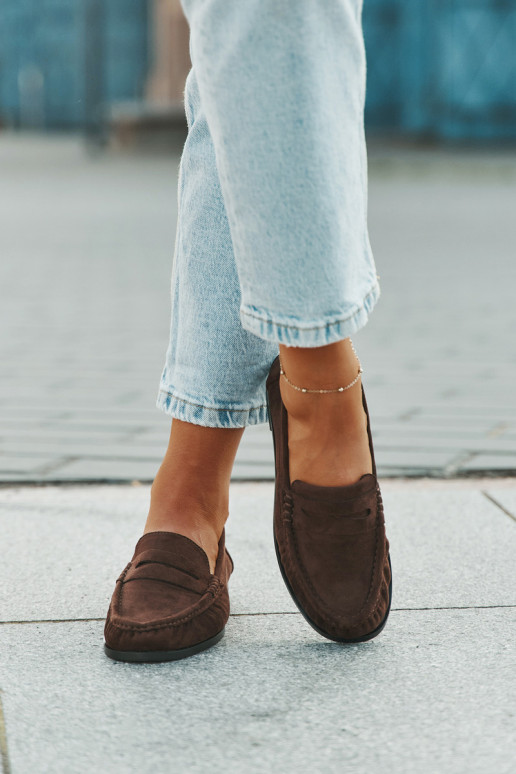 Women's Loafers with Flat Heel Made of Eco Suede Brown Rivianne Women's Loafers with Flat Heel Made of Eco Suede Brown Rivianne