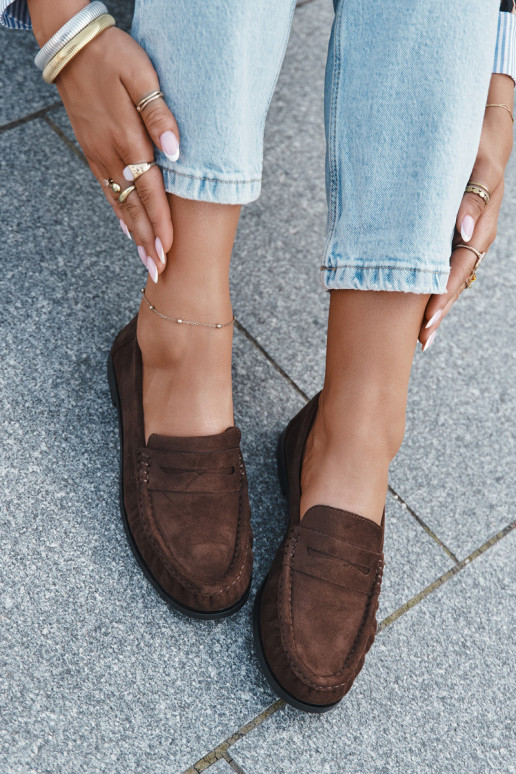 Women's Loafers with Flat Heel Made of Eco Suede Brown Rivianne Women's Loafers with Flat Heel Made of Eco Suede Brown Rivianne