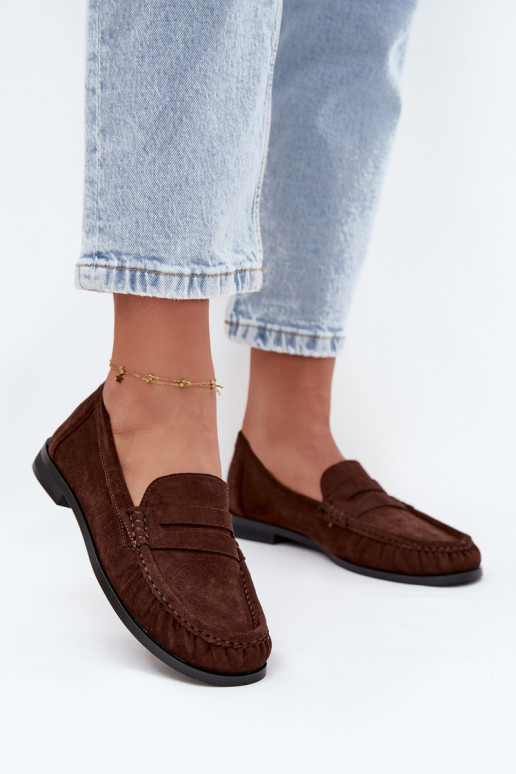 Women's Loafers with Flat Heel Made of Eco Suede Brown Rivianne Women's Loafers with Flat Heel Made of Eco Suede Brown Rivianne