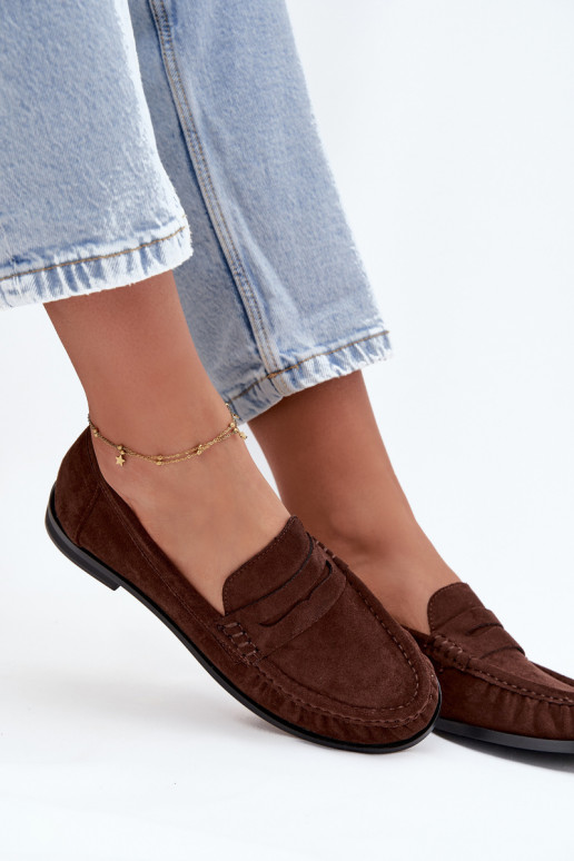 Women's Loafers with Flat Heel Made of Eco Suede Brown Rivianne Women's Loafers with Flat Heel Made of Eco Suede Brown Rivianne