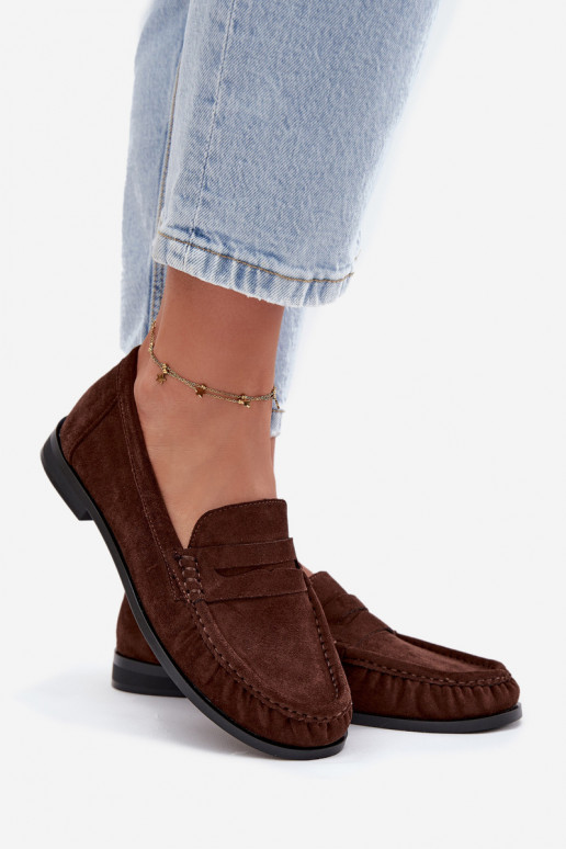 Women's Loafers with Flat Heel Made of Eco Suede Brown Rivianne Women's Loafers with Flat Heel Made of Eco Suede Brown Rivianne