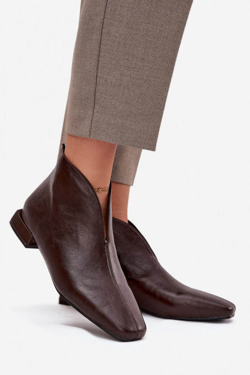 Women's ankle boots with delicate heel chocolate Elvienne