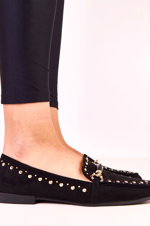 Czarne baleriny z ekozamszu z... Czarne baleriny z ekozamszu z...