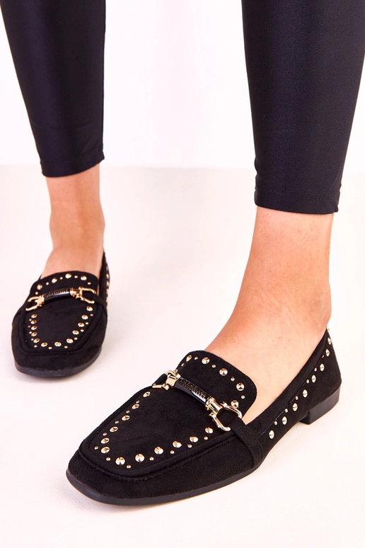 Czarne baleriny z ekozamszu z... Czarne baleriny z ekozamszu z...