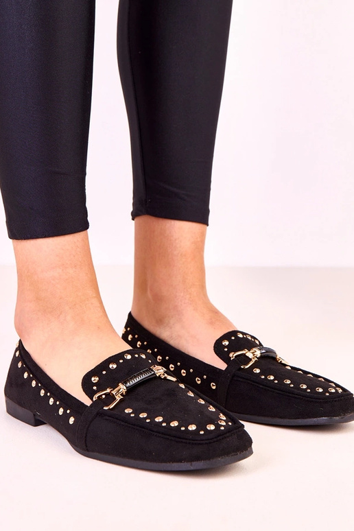 Czarne baleriny z ekozamszu z... Czarne baleriny z ekozamszu z...