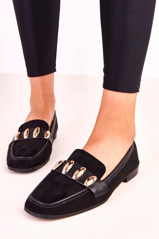 Czarne eleganckie baleriny ze złotą... Czarne eleganckie baleriny ze złotą...