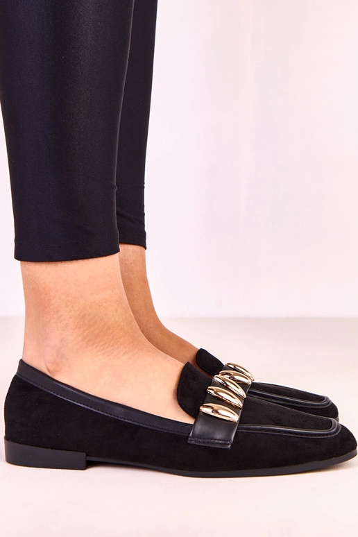 Czarne eleganckie baleriny ze złotą... Czarne eleganckie baleriny ze złotą...