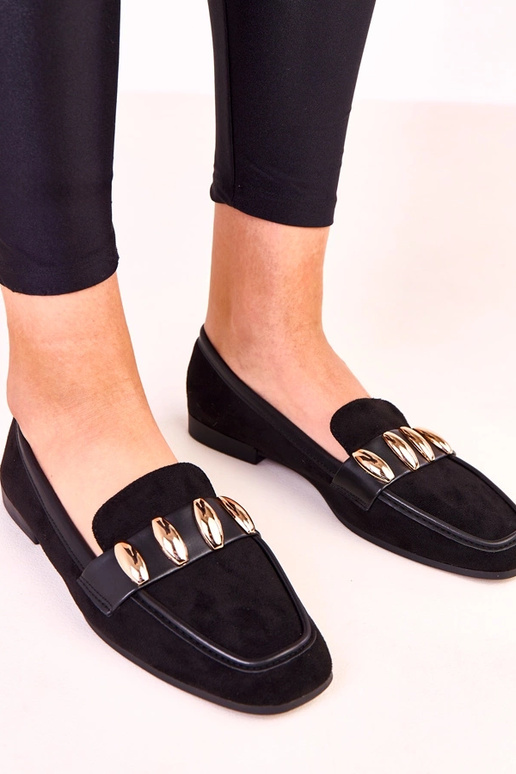 Czarne eleganckie baleriny ze złotą... Czarne eleganckie baleriny ze złotą...