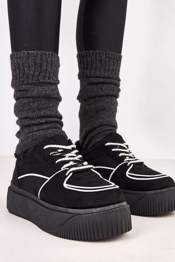 Czarne sneakersy ocieplane na platformie Vargas