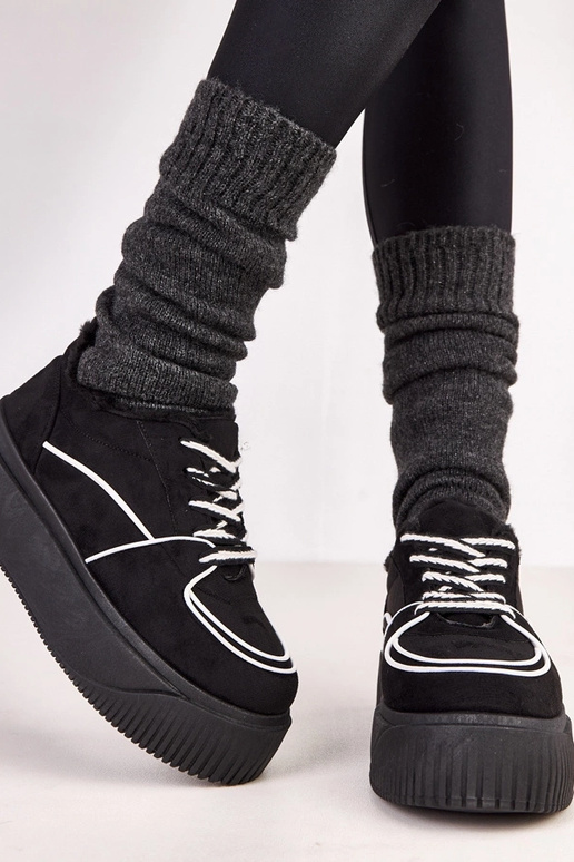 Czarne sneakersy ocieplane na...