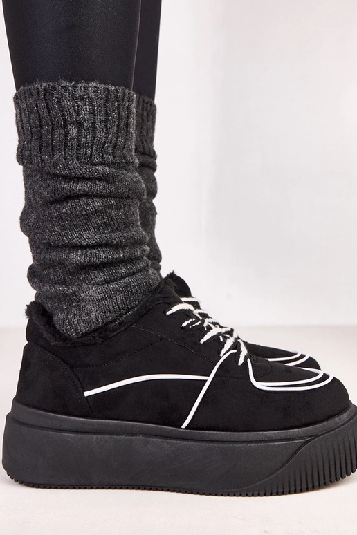 Czarne sneakersy ocieplane na...