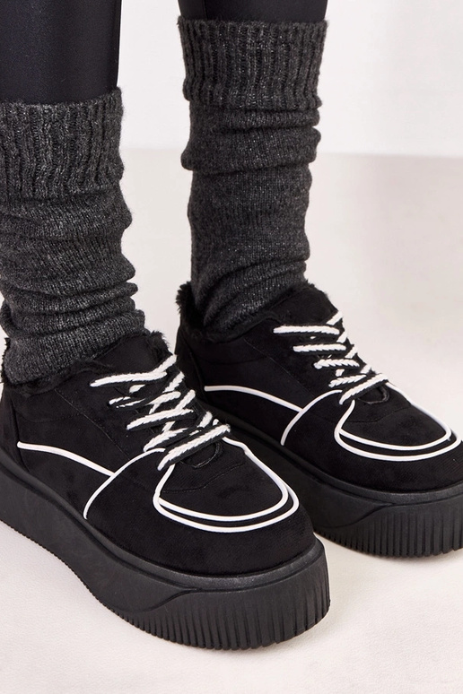 Czarne sneakersy ocieplane na...