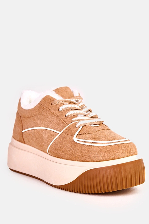 Brązowe sneakersy ocieplane na...