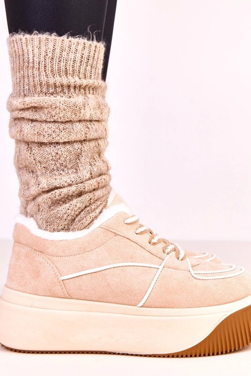 Beżowe sneakersy ocieplane na...