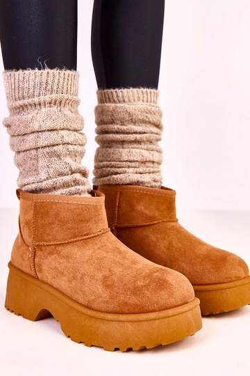 Brązowe niskie śniegowce z...