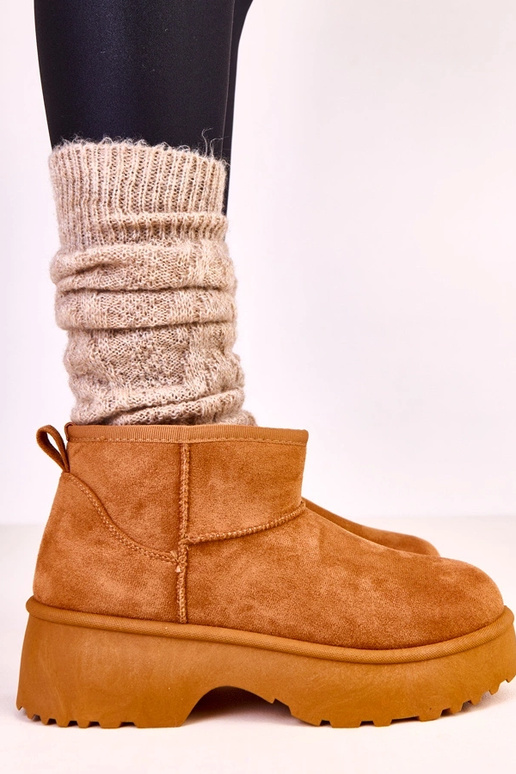 Brązowe niskie śniegowce z ekozamszu... Brązowe niskie śniegowce z ekozamszu...