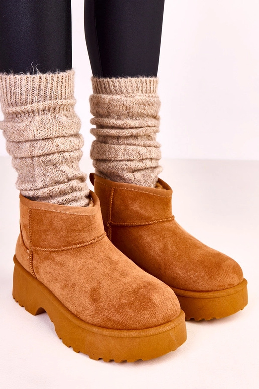 Brązowe niskie śniegowce z ekozamszu... Brązowe niskie śniegowce z ekozamszu...