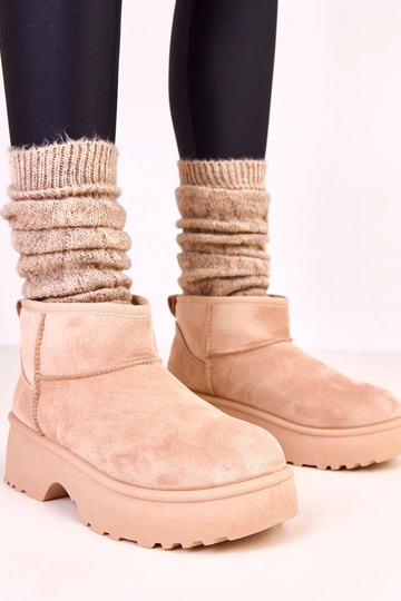 Beżowe niskie śniegowce z...