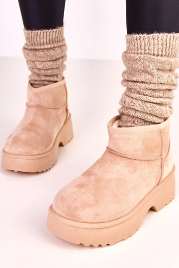 Beżowe niskie śniegowce z... 2