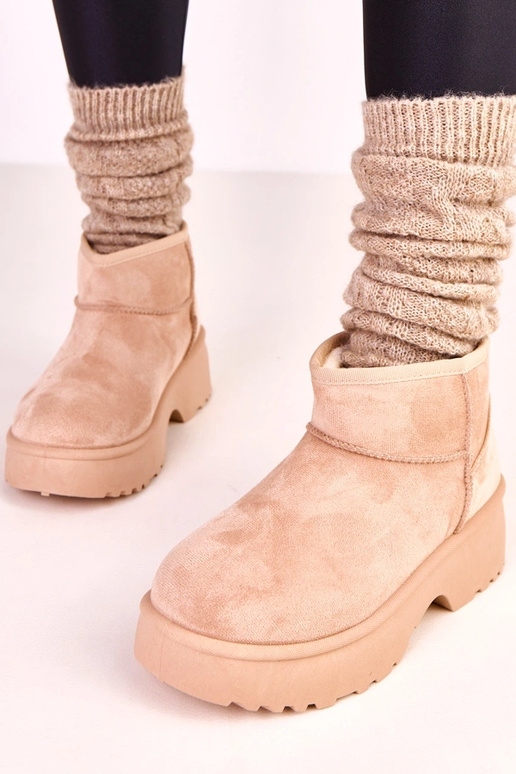 Beżowe niskie śniegowce z ekozamszu... Beżowe niskie śniegowce z ekozamszu...