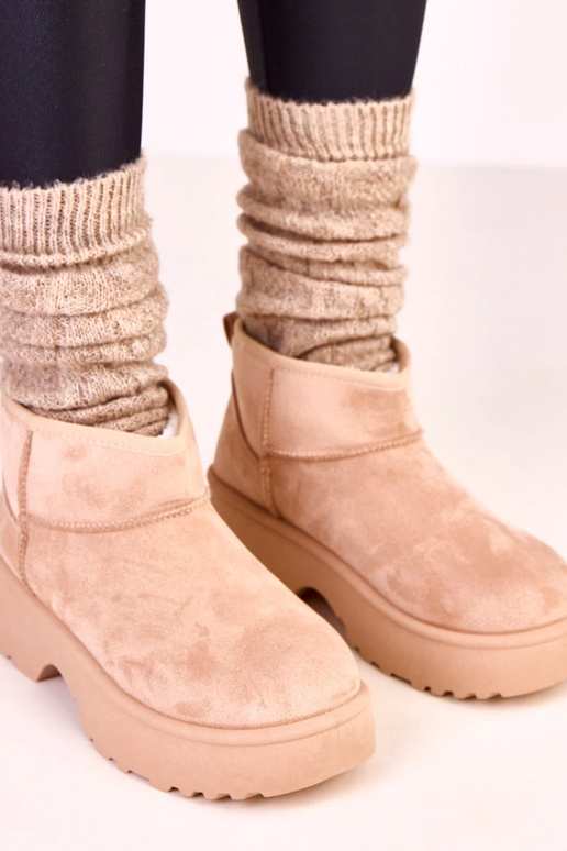 Beżowe niskie śniegowce z ekozamszu... Beżowe niskie śniegowce z ekozamszu...