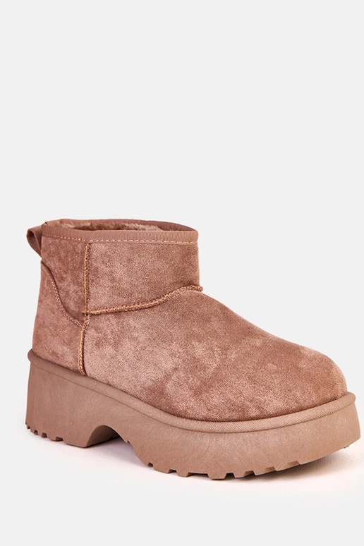 Ciemnobeżowe niskie śniegowce z... Ciemnobeżowe niskie śniegowce z...