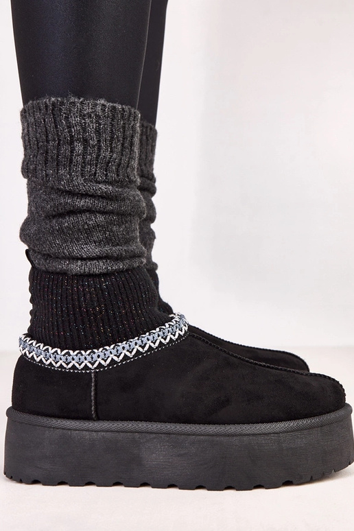 Czarne niskie śniegowce ze... Czarne niskie śniegowce ze...