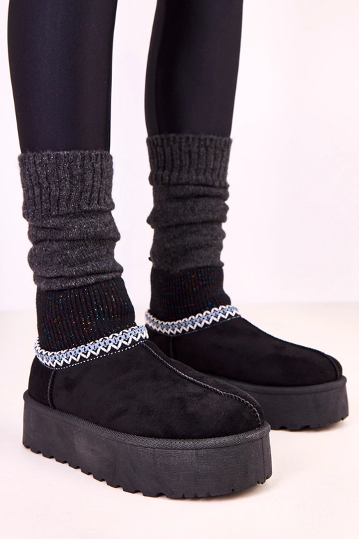 Czarne niskie śniegowce ze... Czarne niskie śniegowce ze...