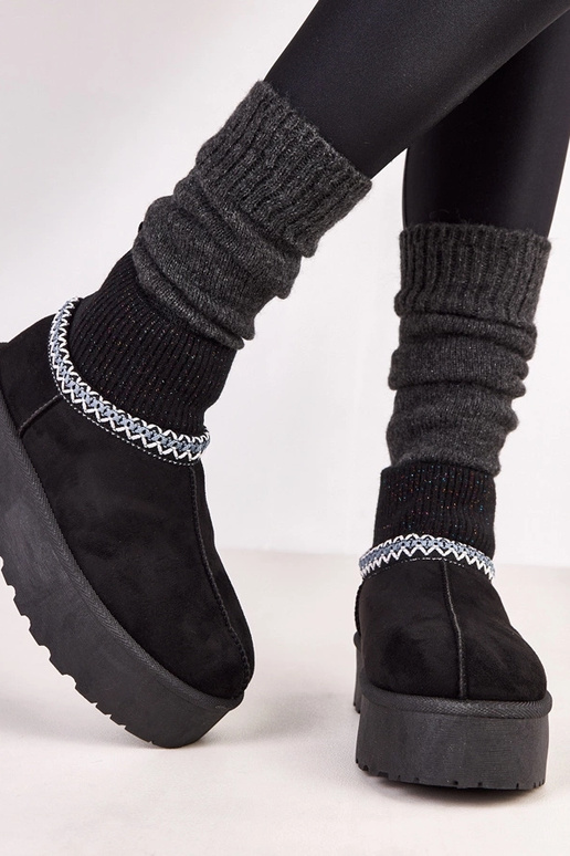 Czarne niskie śniegowce ze... Czarne niskie śniegowce ze...