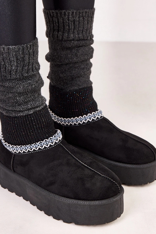 Czarne niskie śniegowce ze... Czarne niskie śniegowce ze...