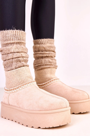 Beżowe niskie śniegowce ze...