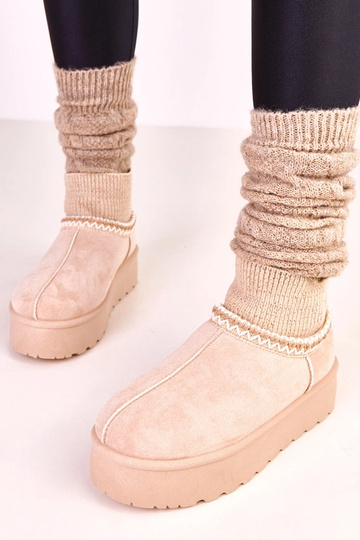 Beżowe niskie śniegowce ze... 2