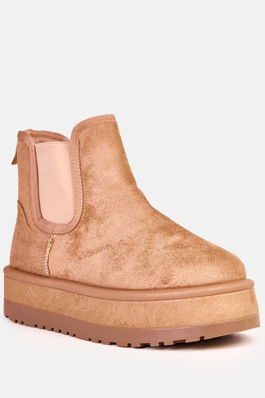 Ciemnobeżowe niskie śniegowce z... Ciemnobeżowe niskie śniegowce z...