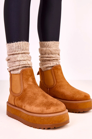 Brązowe niskie śniegowce z...